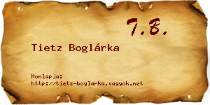 Tietz Boglárka névjegykártya